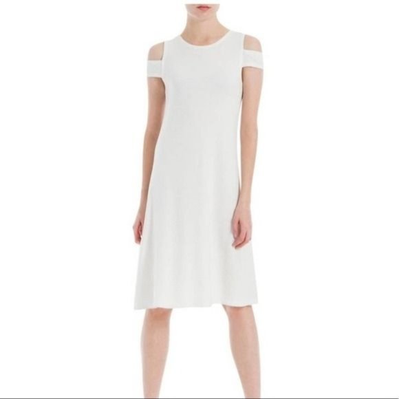 Max Studio Cold Shoulder Keyhole Mini Dress White NWT Size Small - Picture 1 of 4